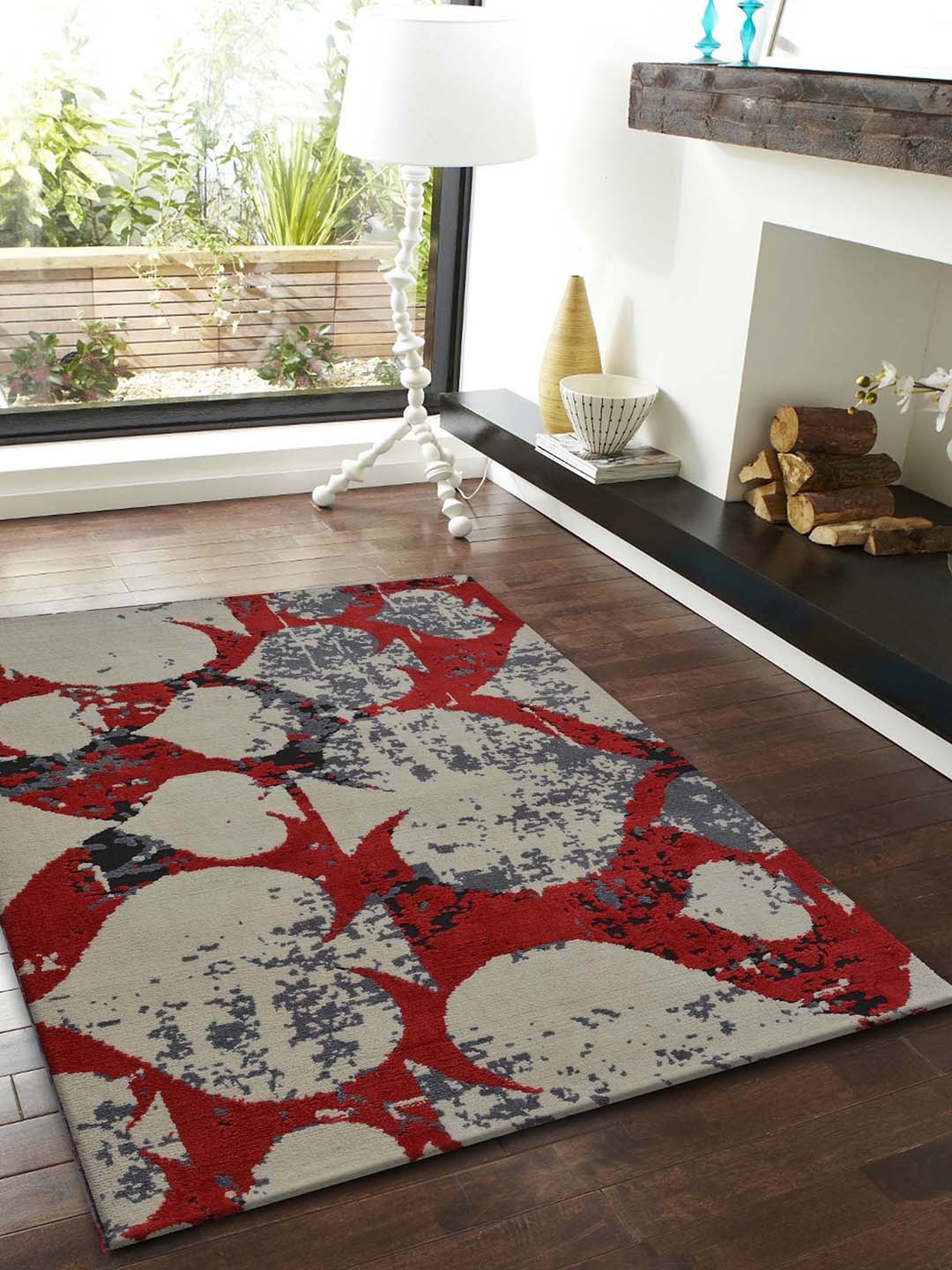 

PRESTO Red & Grey Abstract Rectangular Floor Carpet