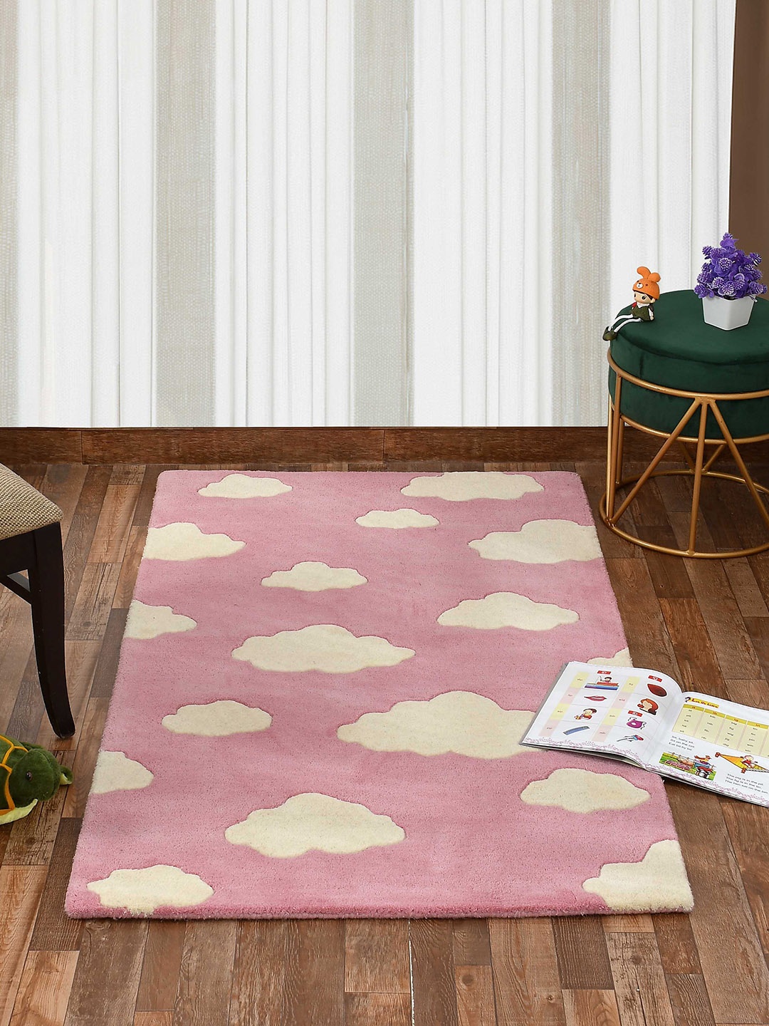 

PRESTO Pink & Beige Geometric Contemporary Hand-Tufted Woollen Carpet