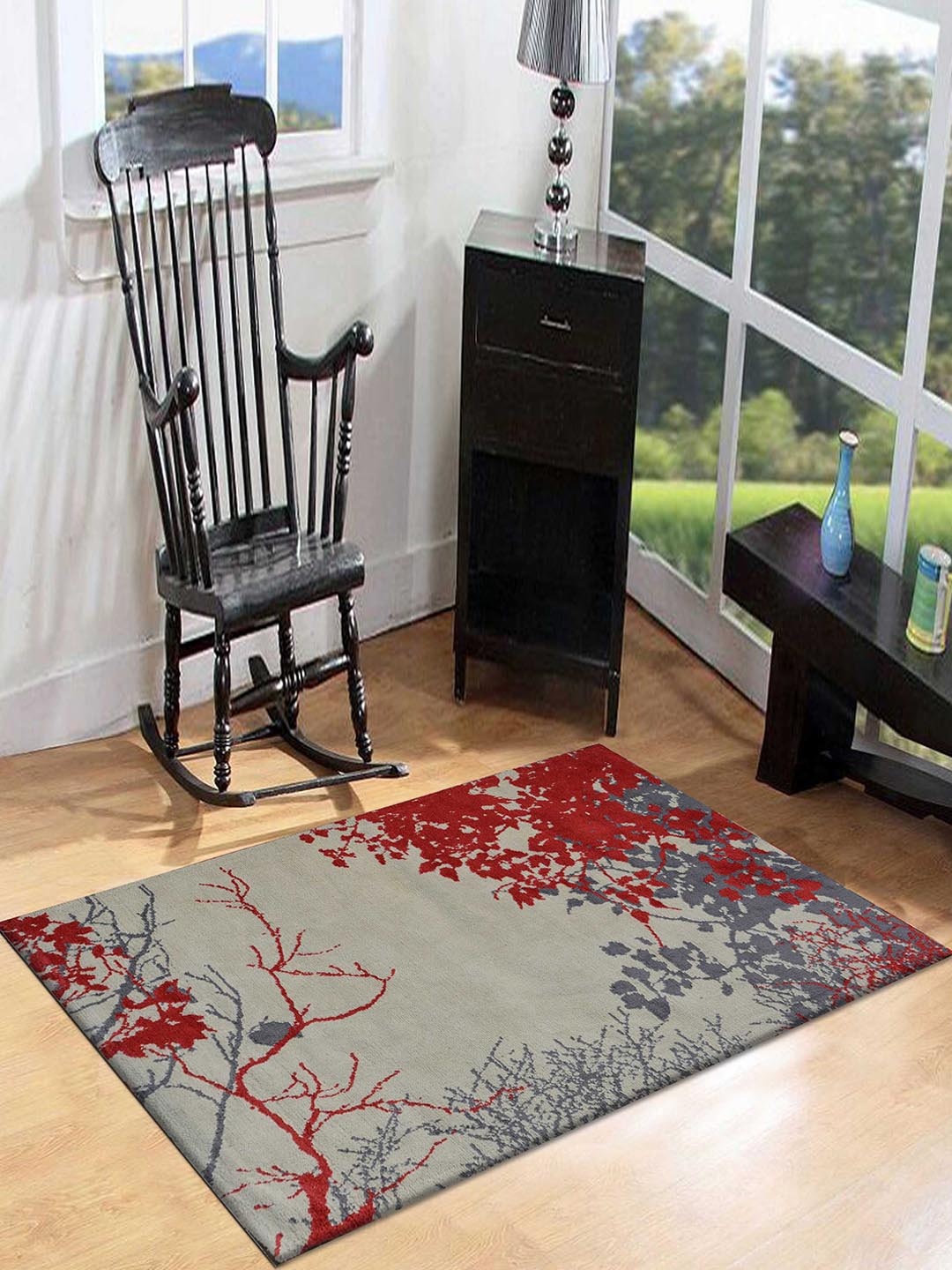 

PRESTO Red & Beige Floral Contemporary No Shredding Carpet