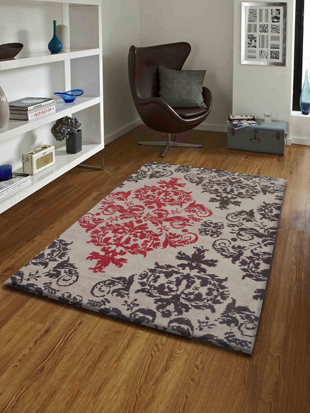 

PRESTO Red & Grey Abstract Woven-Design Rectangular Carpet