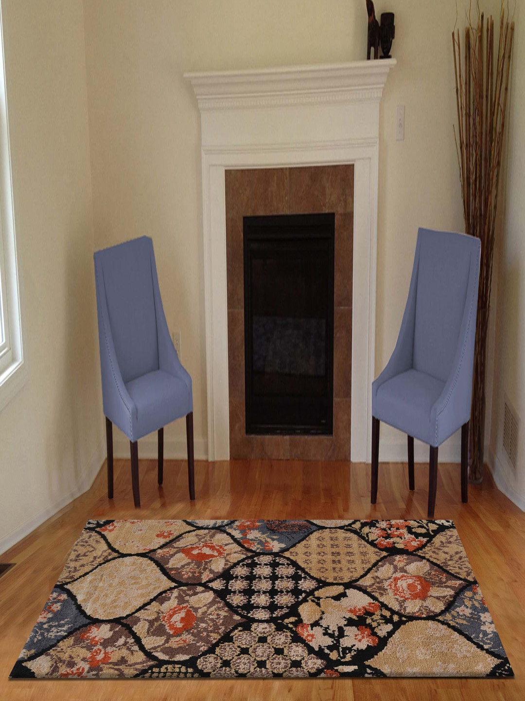 

PRESTO Black Ethnic Printed Rectangular Carpet