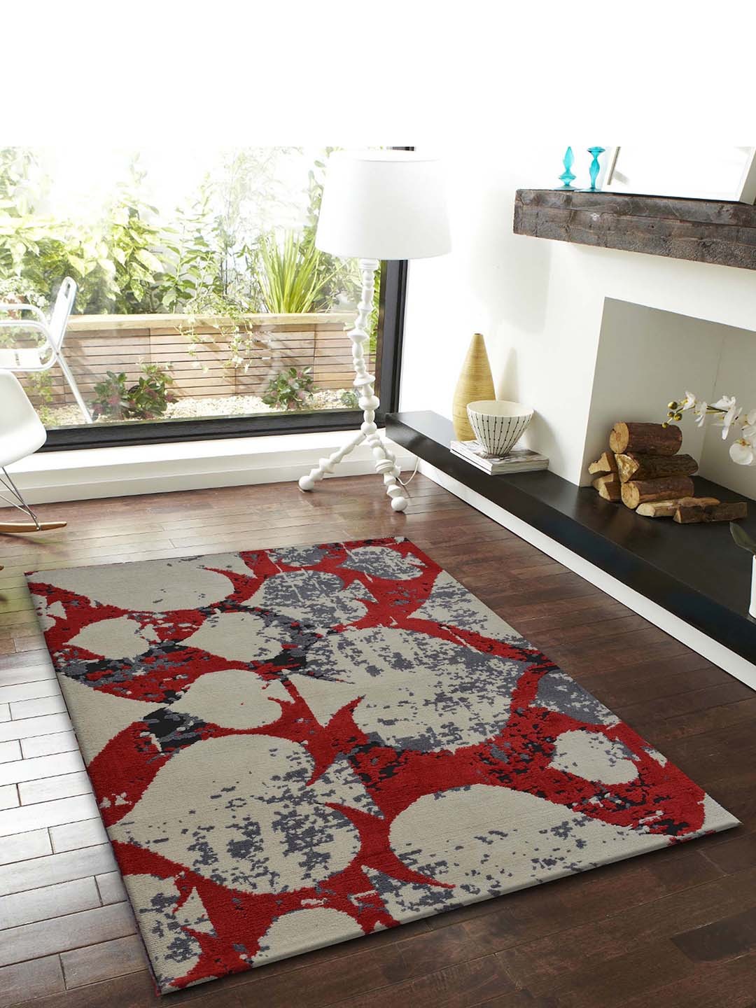 

PRESTO Red Woven-Design Rectangular Carpet
