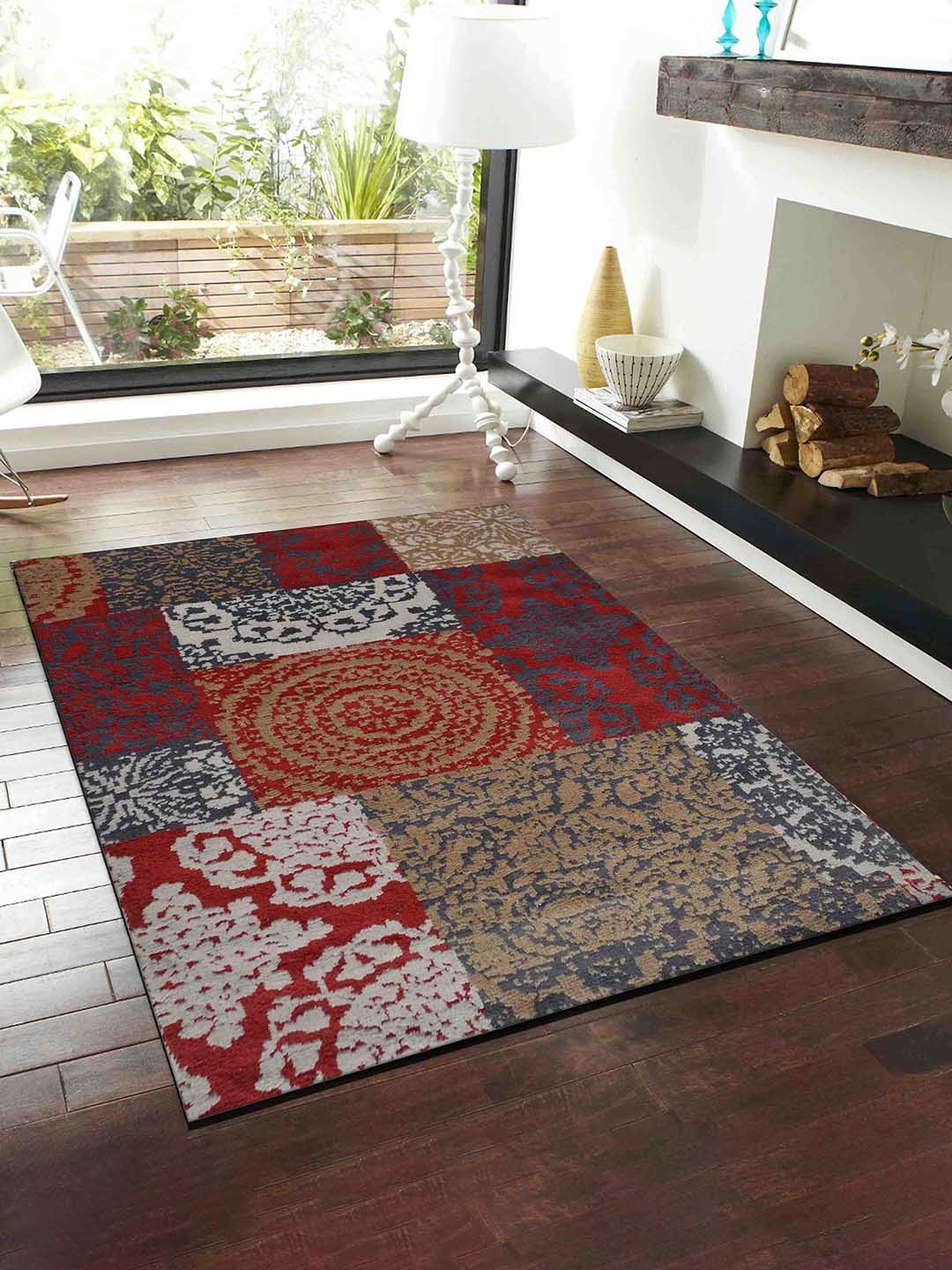 

PRESTO Red Ethnic Printed Rectangular Carpet