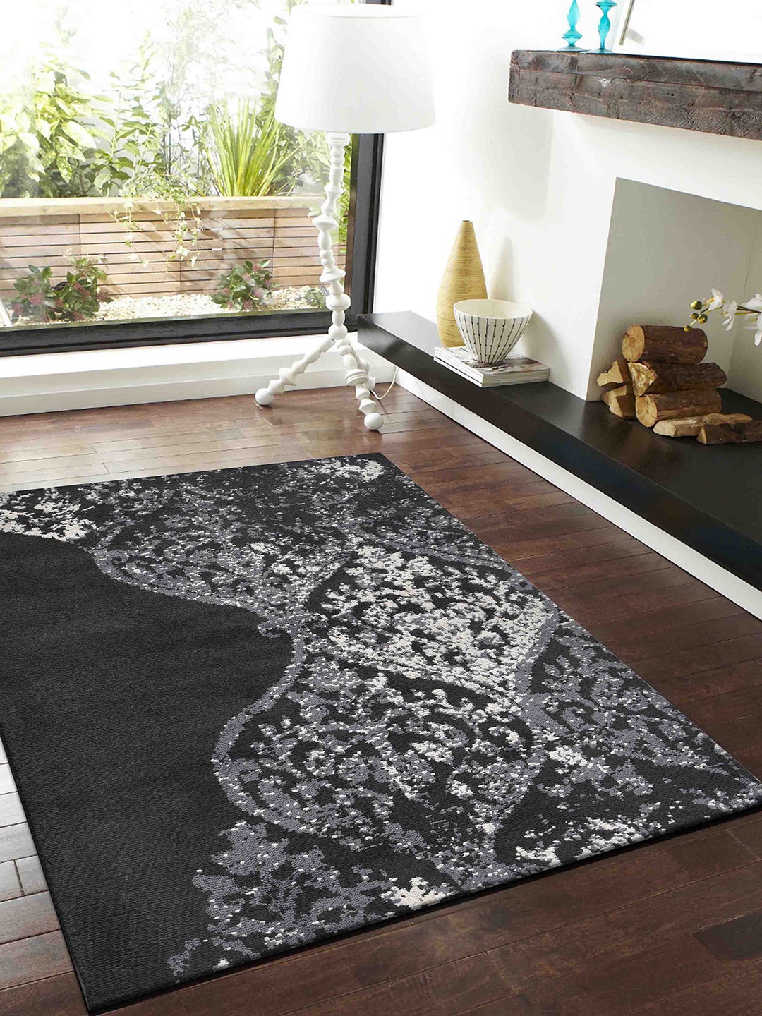 

PRESTO Black Ethnic Printed Rectangular Carpet
