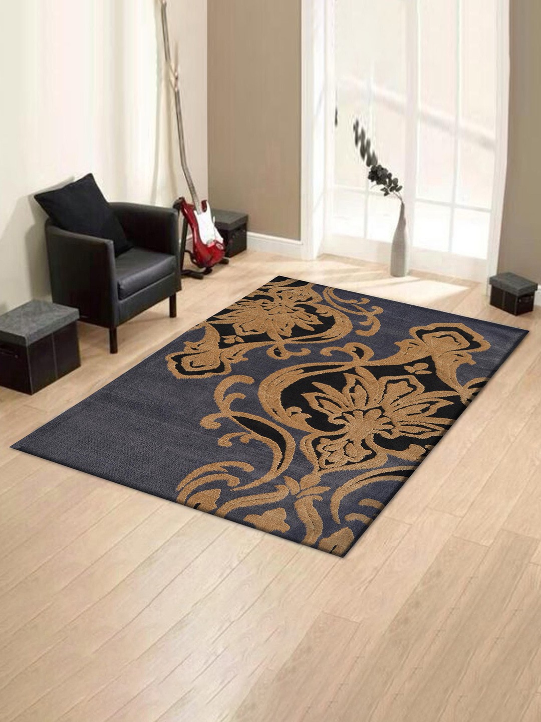 

PRESTO Grey Ethnic Printed Rectangular Carpet