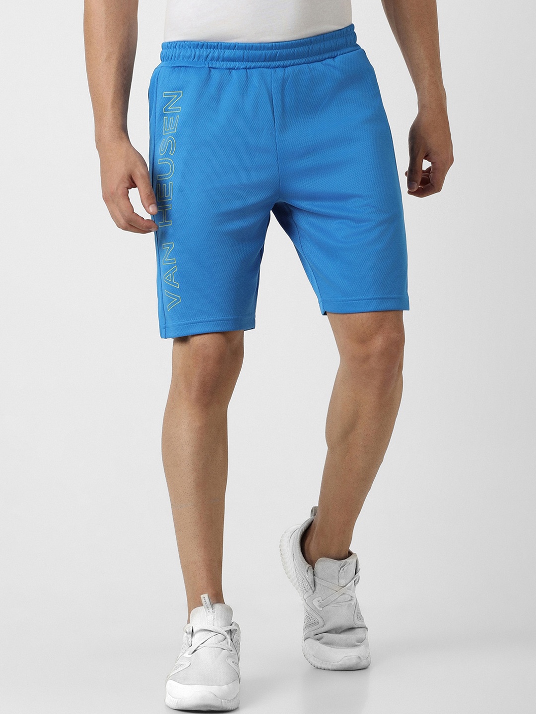 

Van Heusen Flex Men Printed Mid Rise Shorts, Blue