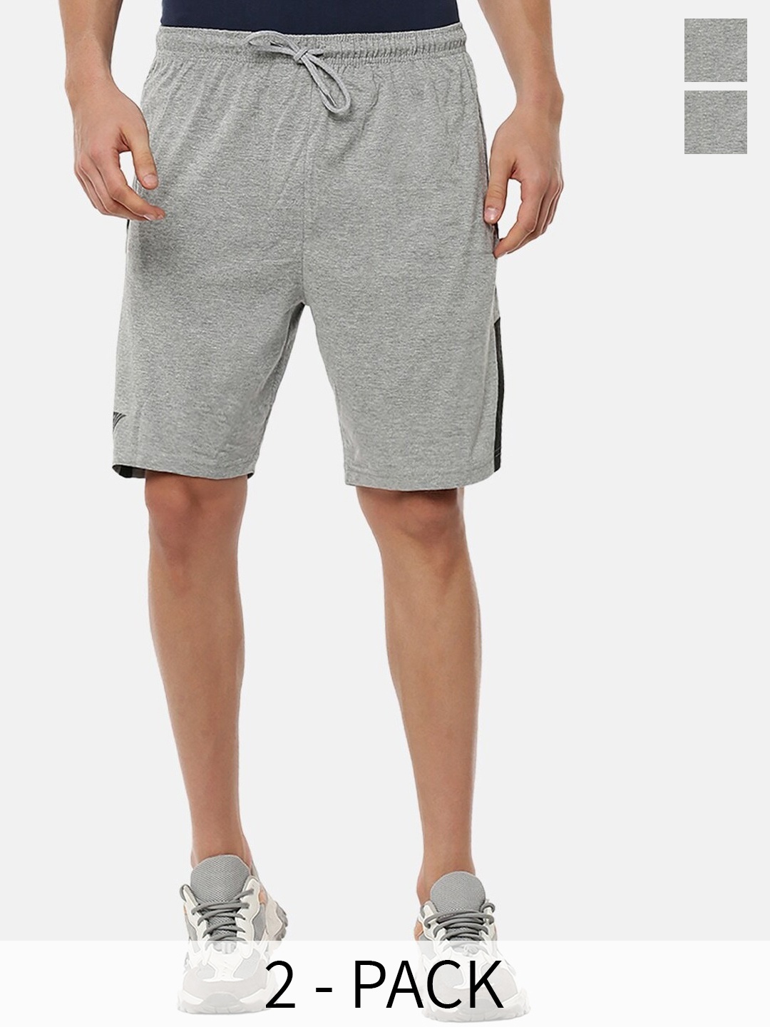 

Ramraj Men Men Pack of 2 Slim Fit Sports Shorts, Grey melange