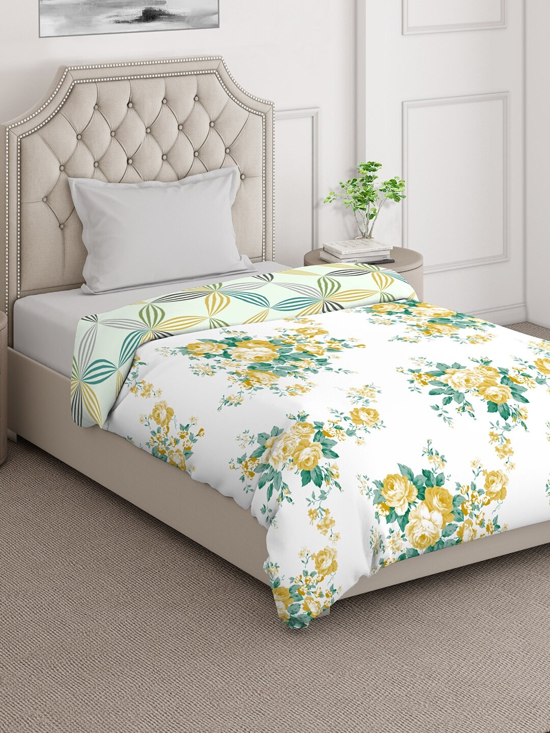 

Layers Firenze Yellow& White Floral Cotton Mild Winter 120 GSM Single Bed Comforter