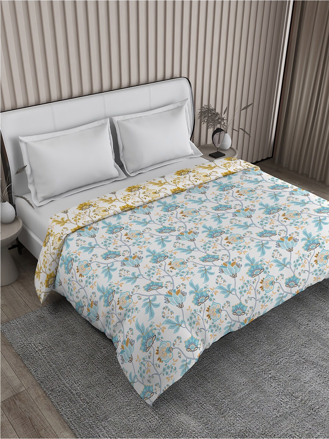 

Boutique Living India Iris Gaze Blue Floral Cotton Mild Winter 120 GSM Double Comforter
