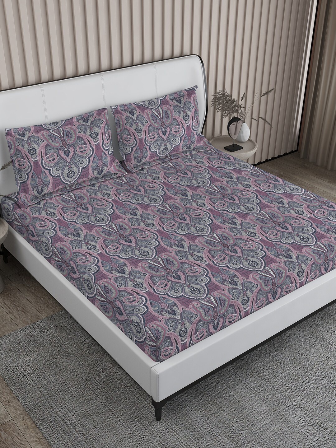 

Boutique Living India Signature Sateen Purple Cotton 300 TC King Bedsheet & Pillow Covers