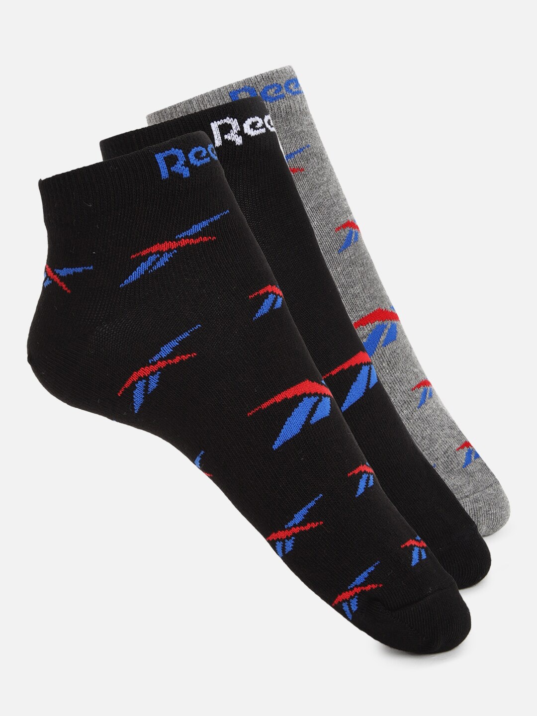 

Reebok Men Pack Of 3 Patterned Ankle-Length Socks, Black