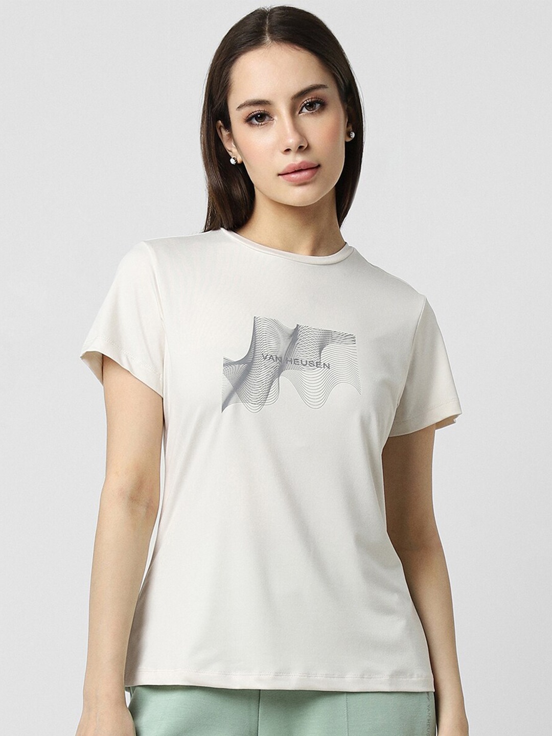 

Van Heusen Woman Brand Logo Printed T-shirt, White