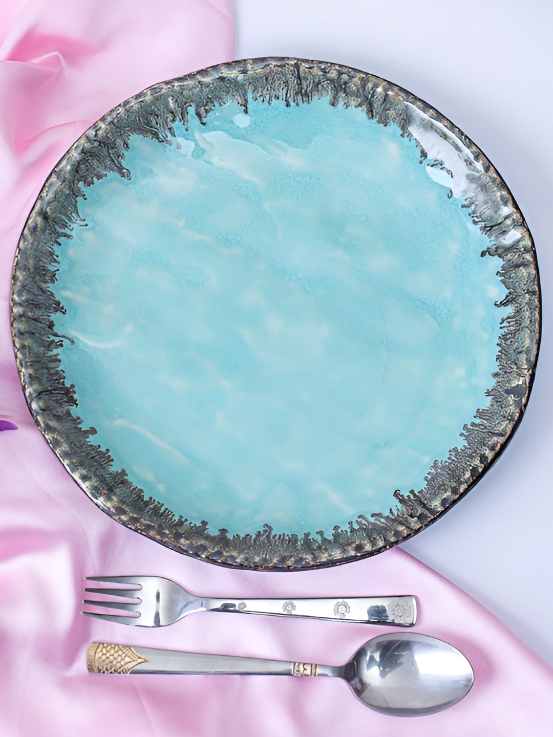 

Caffeine Blue & Grey Ceramic Glossy Finished Dinnerware