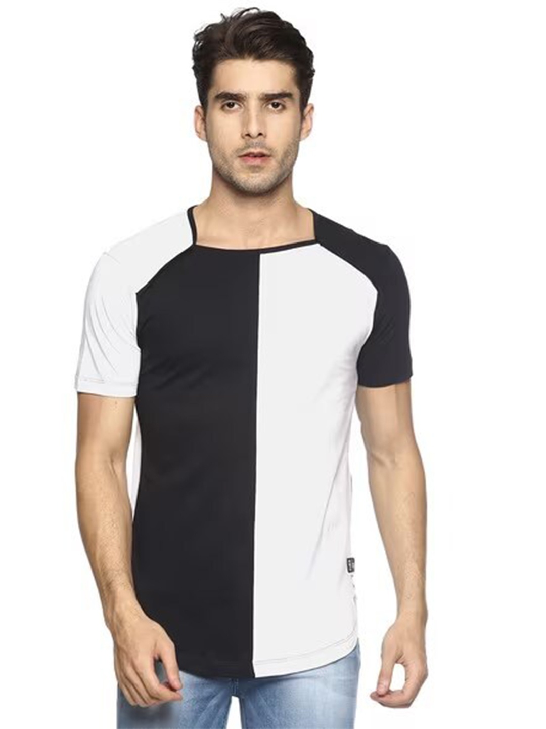

KULTPRIT Colourblocked Slim Fit Pure Cotton T-shirt, Black