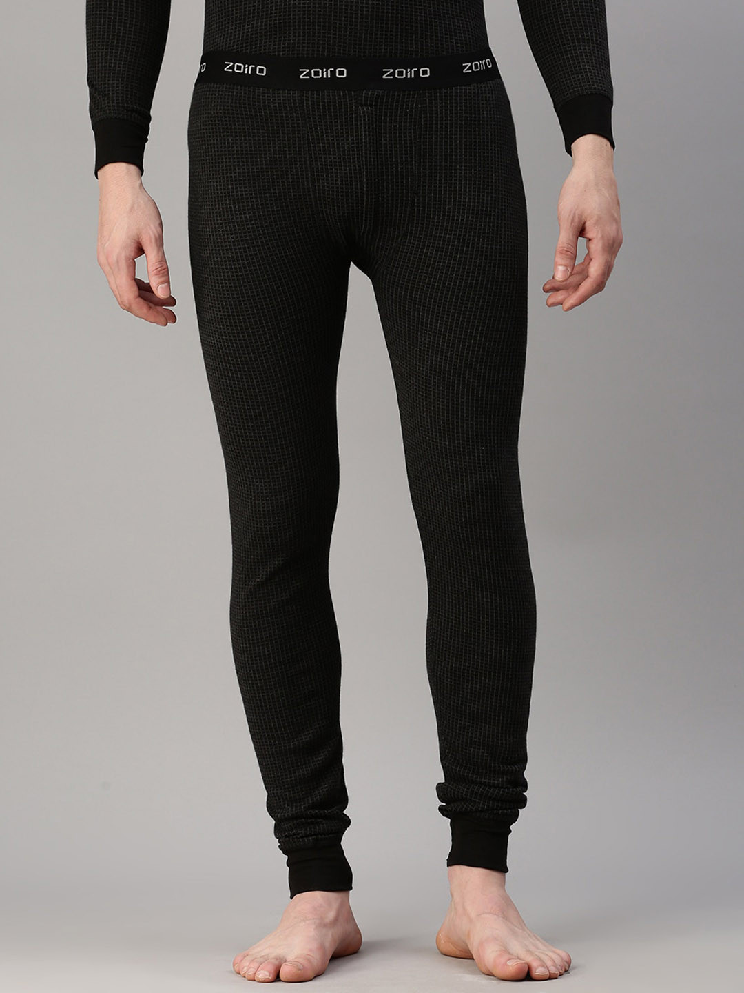 

Zoiro Men Checked Thermal Bottoms, Charcoal