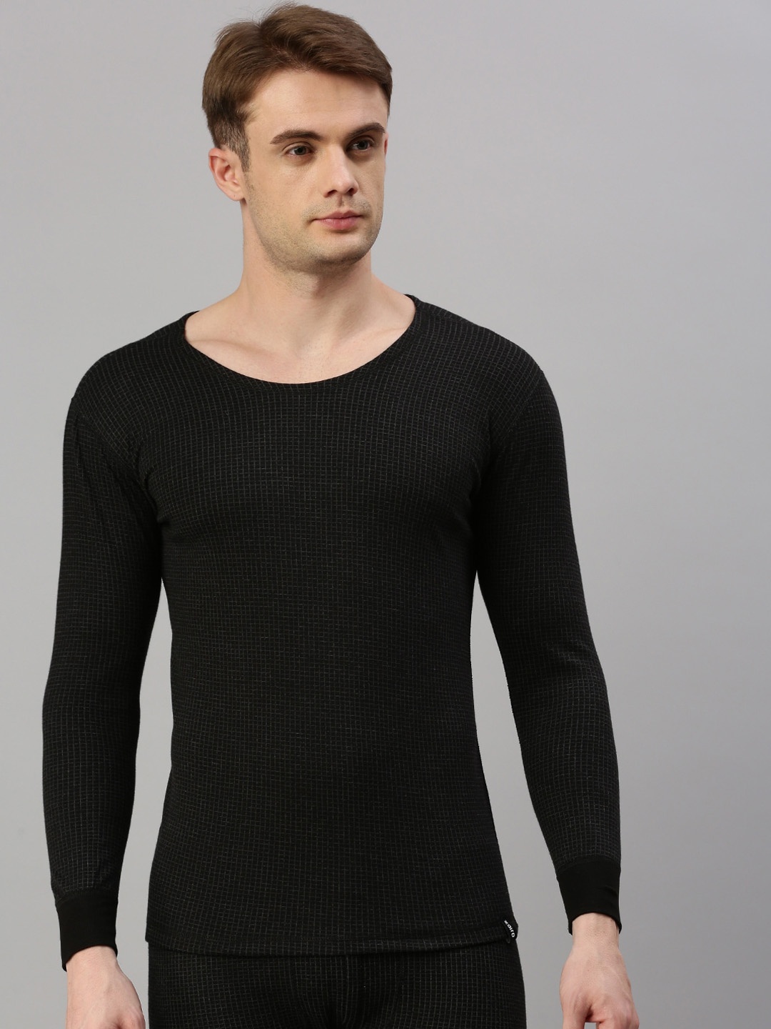 

Zoiro Ribbed Round Neck Long Sleeves Thermal Tops, Charcoal
