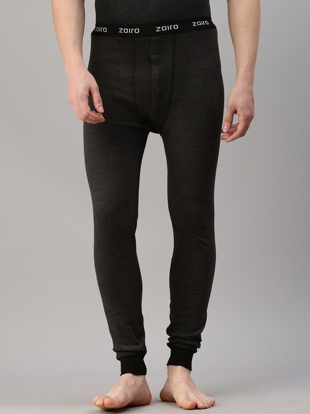 

Zoiro Men Ribbed Thermal Bottoms, Charcoal