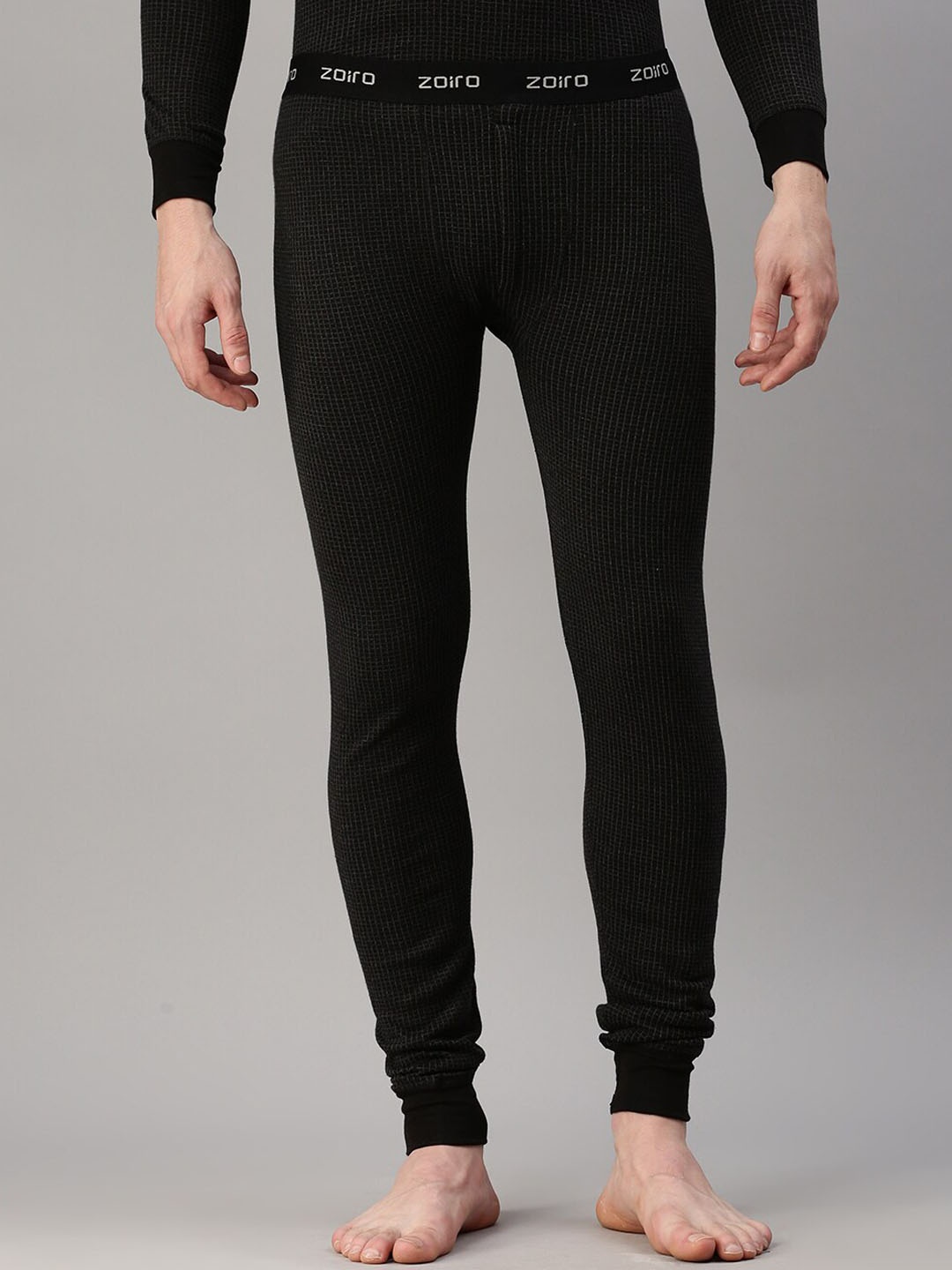 

Zoiro Men Checked Thermal Bottoms, Charcoal