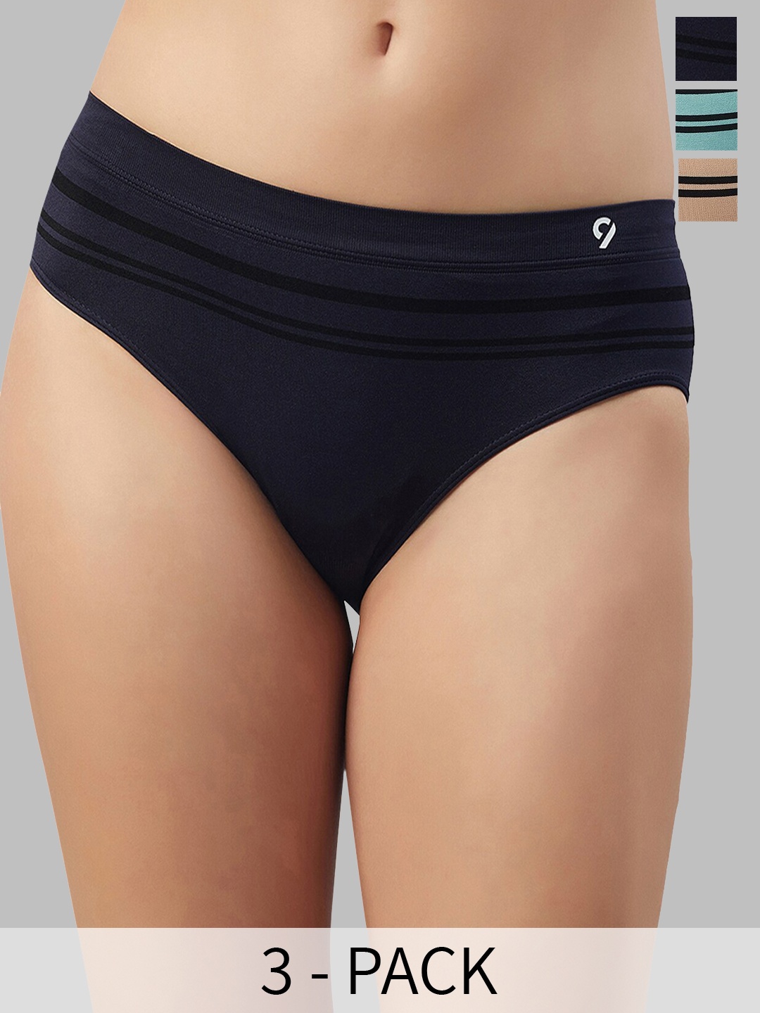 

C9 AIRWEAR Pack Of 3 Seamless 4-Way Stretch Bikini Briefs, Turquoise blue