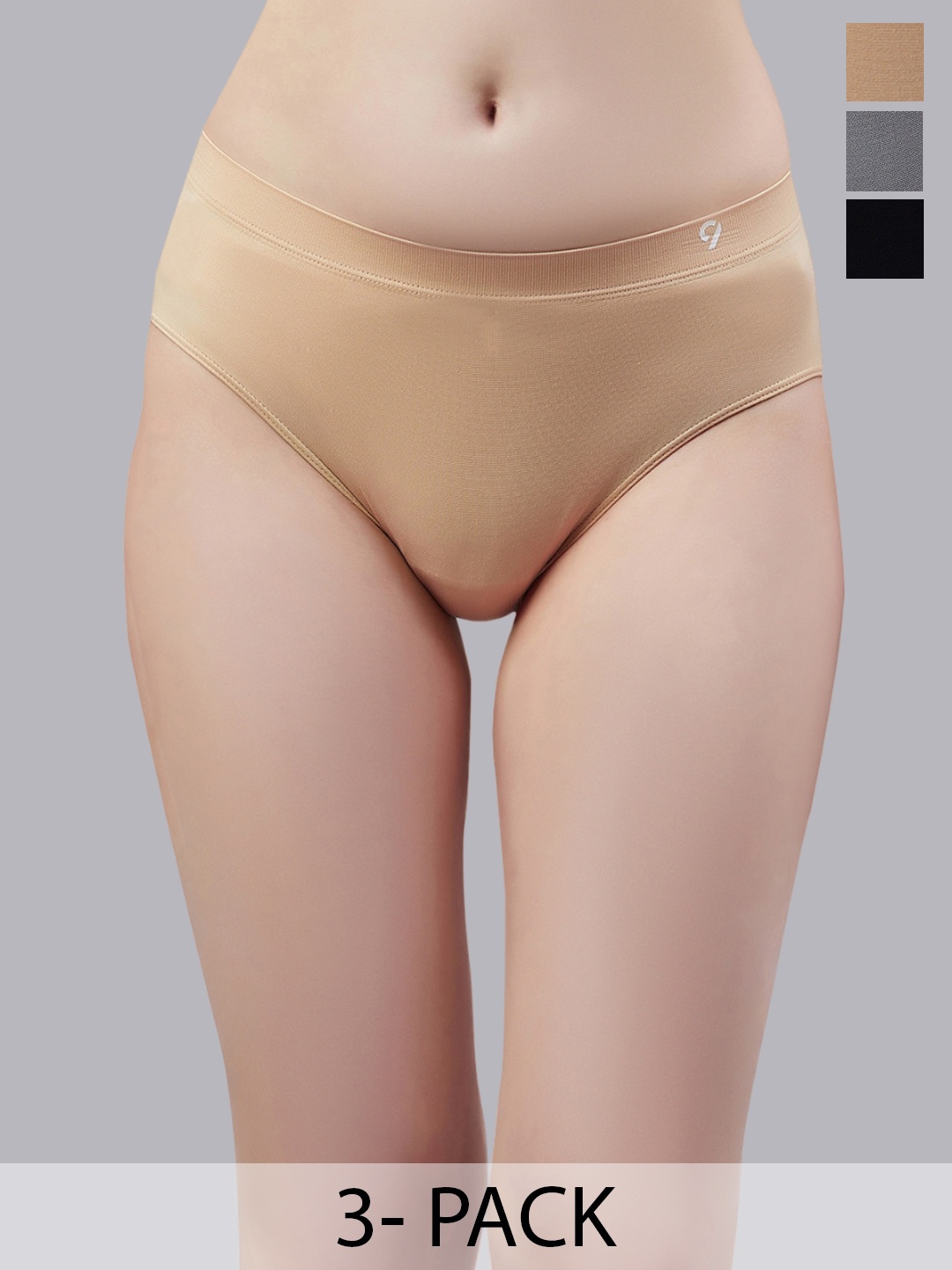 

C9 AIRWEAR Pack Of 3 Mid Rise Seamless Hipster Briefs, Beige