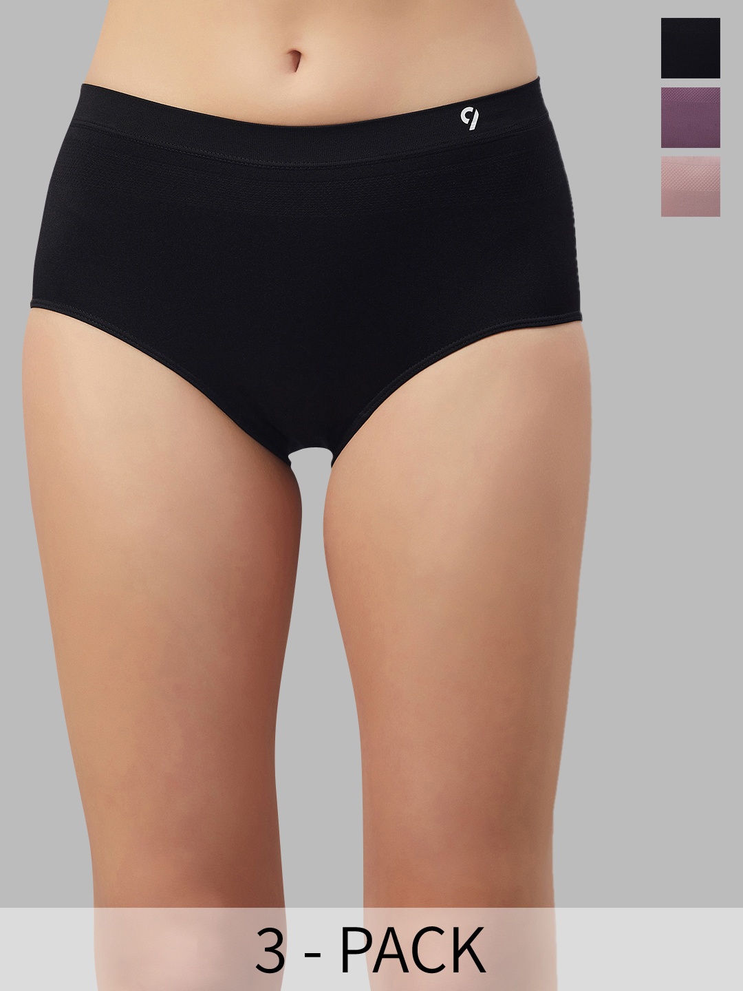 

C9 AIRWEAR Pack Of 3 High Rise Seamless Hipster Briefs, Black