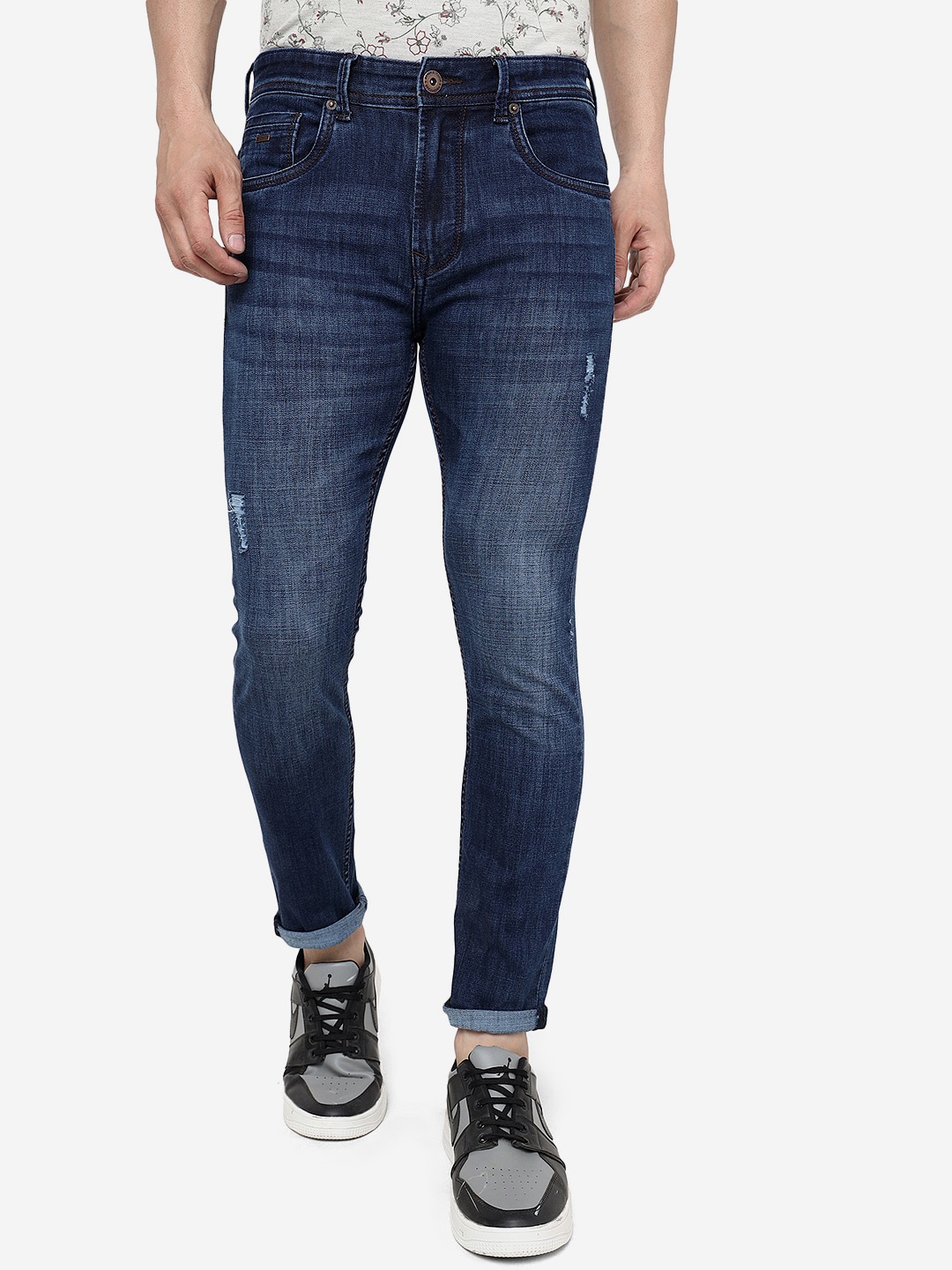 

Greenfibre Men Slim Fit Mildly Distressed Stretchable Jeans, Blue