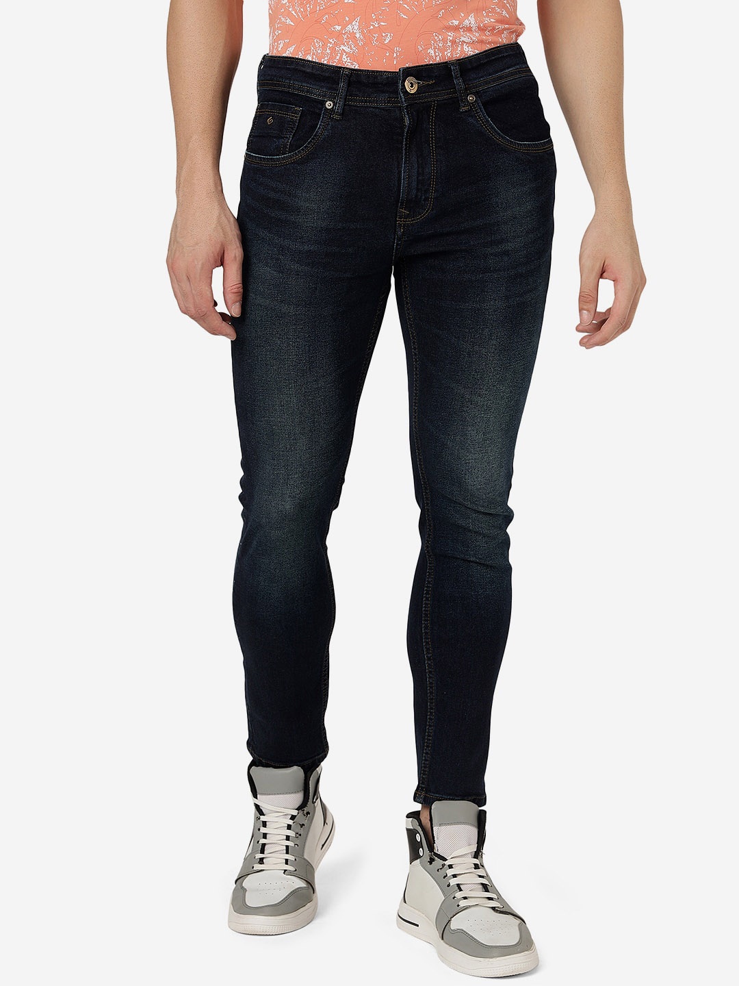 

Greenfibre Men Light Fade Slim Fit Stretchable Jeans, Navy blue