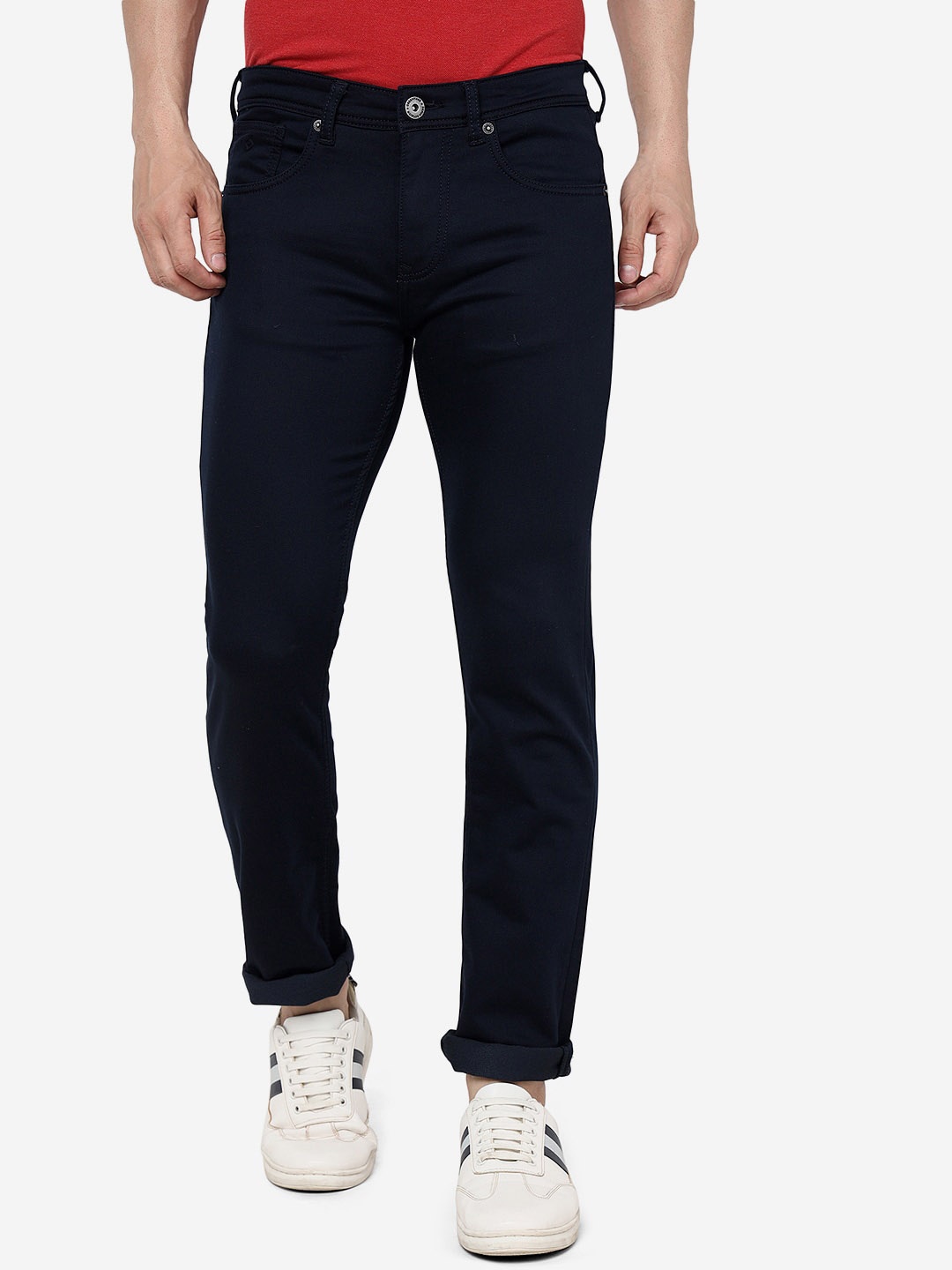 

Greenfibre Men Clean Look Slim Fit Stretchable Jeans, Navy blue