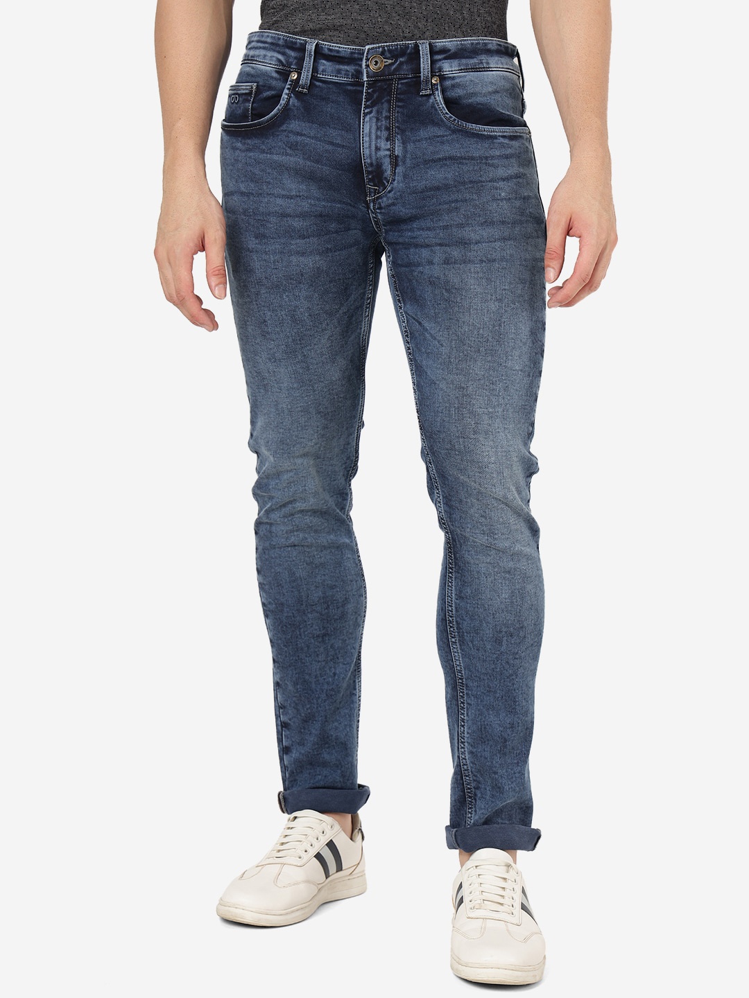 

JADE BLUE Men Slim Fit Heavy Fade Clean Look Whiskers & Chevrons Cotton Jeans