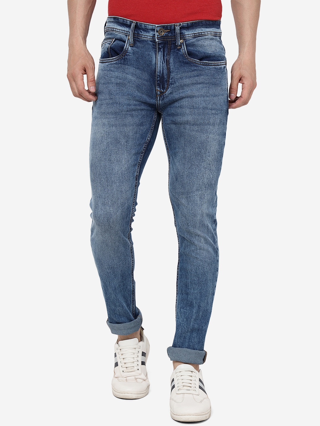 

JADE BLUE Men Slim Fit Heavy Fade Clean Look Whiskers & Chevrons Cotton Jeans