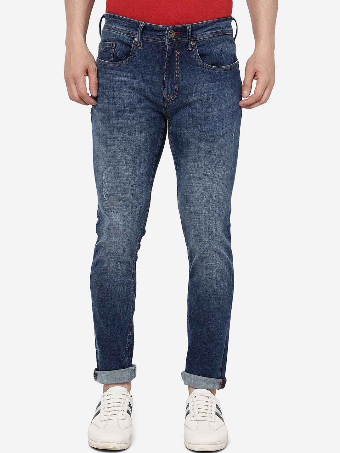 

JADE BLUE Men Slim Fit Light Fade Clean Look Whiskers Cotton Jeans