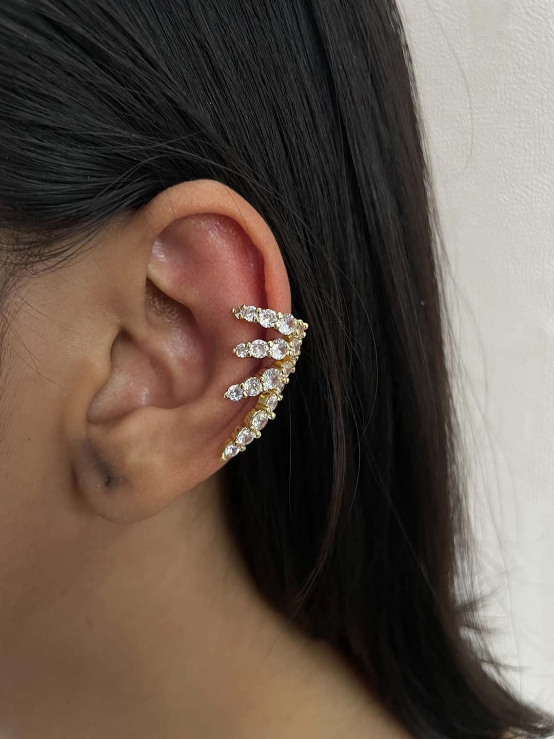 

ISHKAARA Gold-Plated Stone Studded Contemporary Ear Cuff