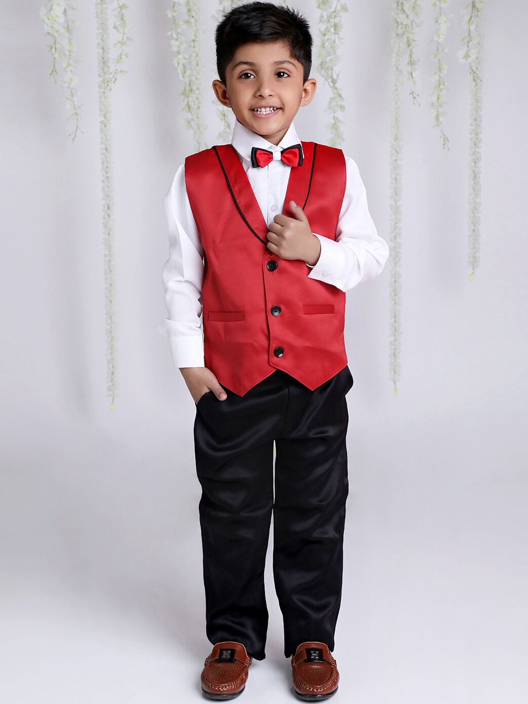

KID1 Boys 4-Piece Single-Breasted Party Suit, Red
