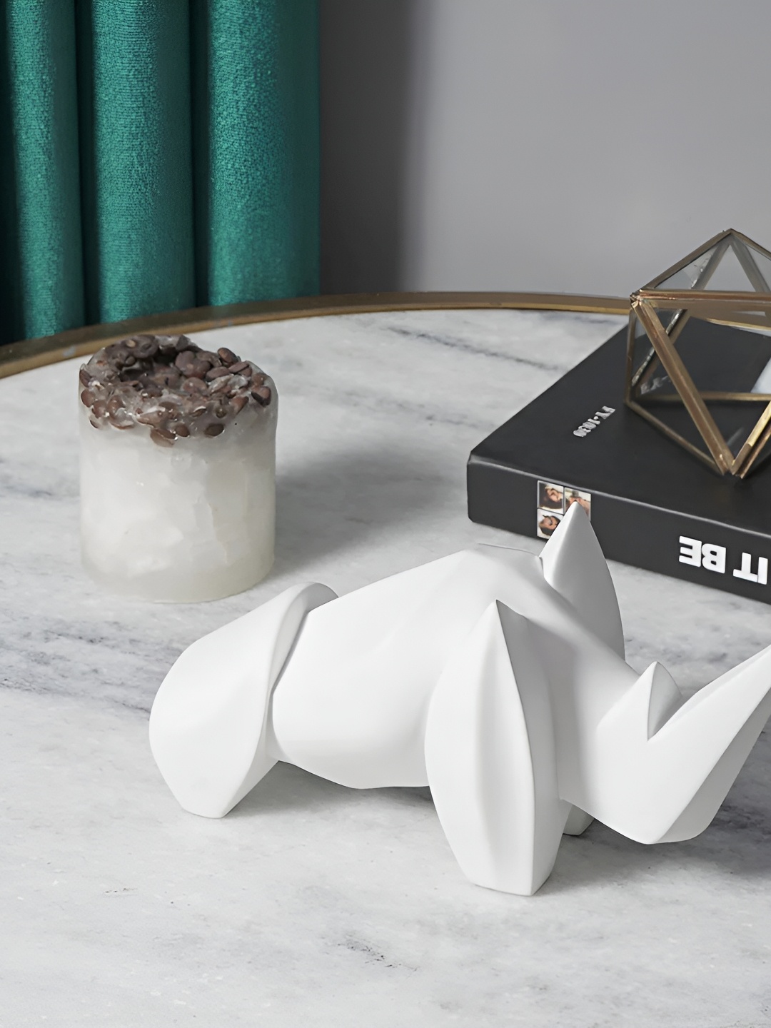 

Artarium LLP White Textured Abstract Art Rhino Showpiece