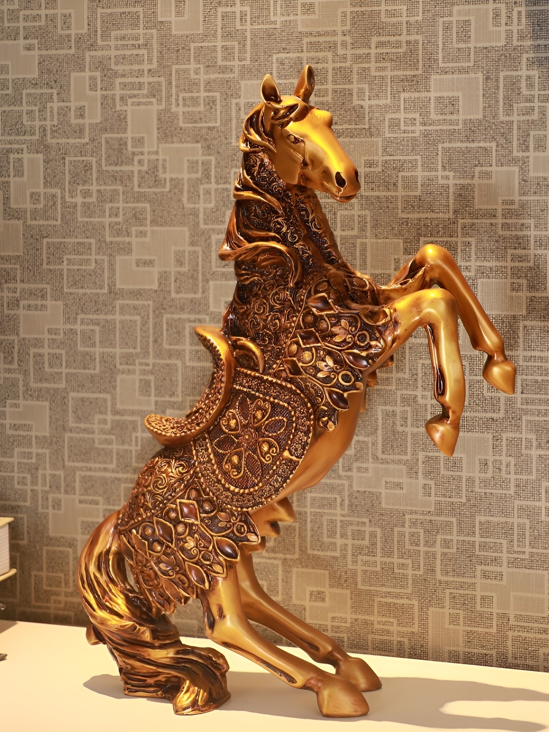 

Artarium LLP Gold Toned Textured Horse Showpiece