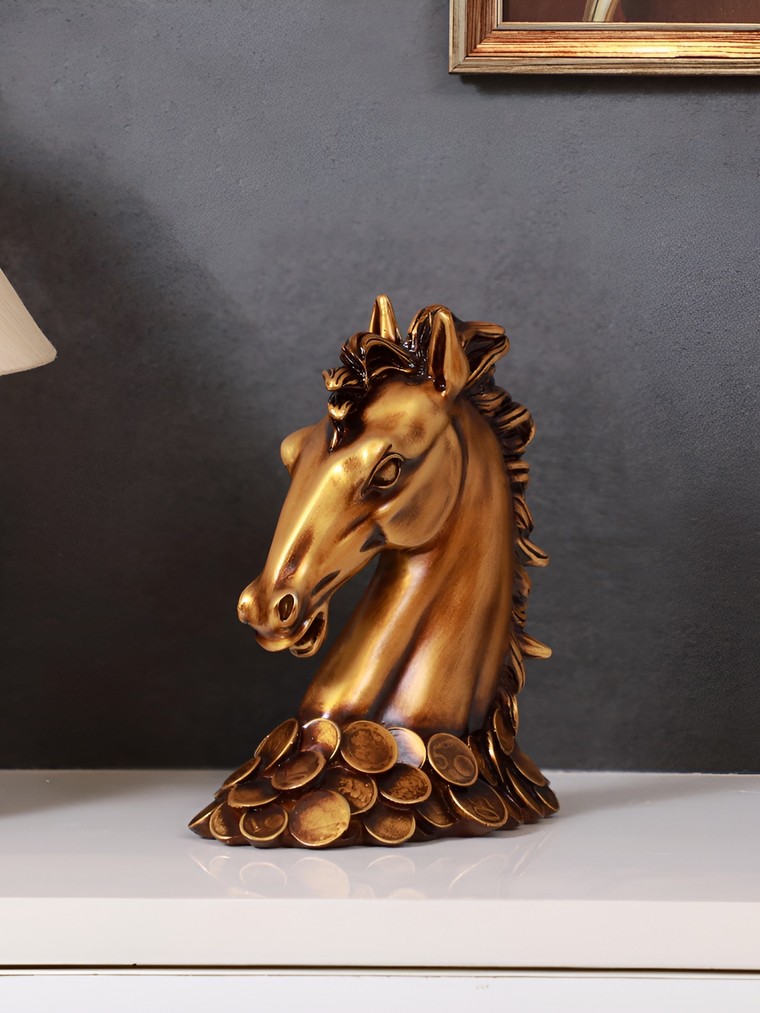 

Artarium LLP Brown Coin Horse Idol Showpiece