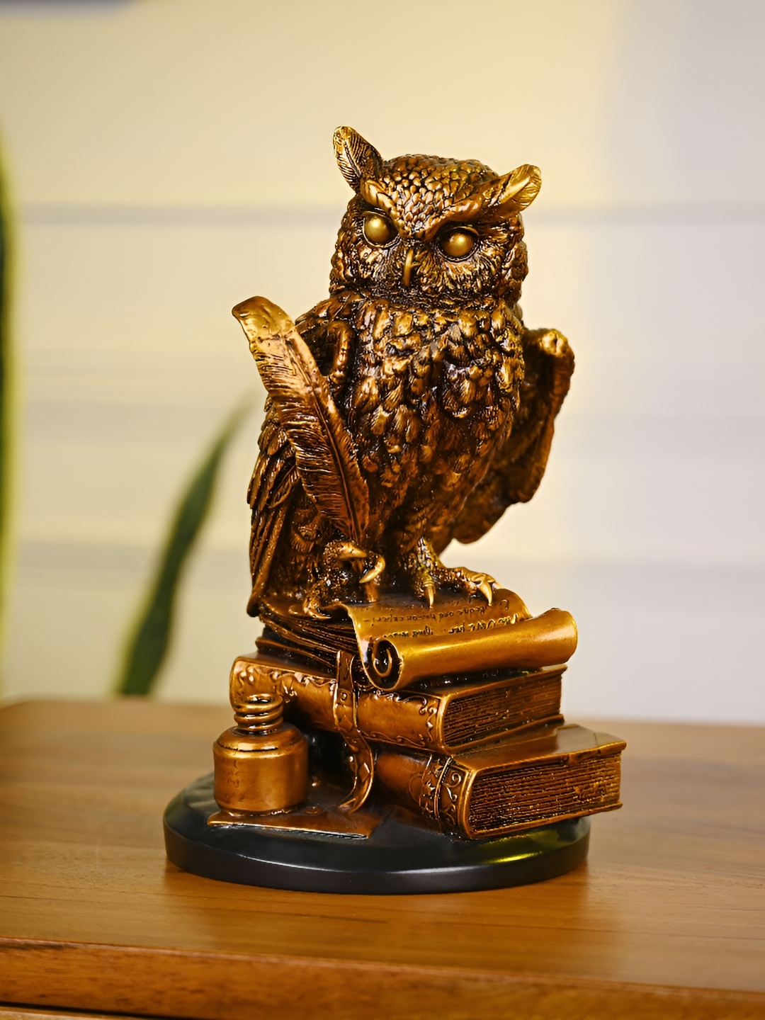 

Artarium LLP Gold Toned Textured Owl Showpiece