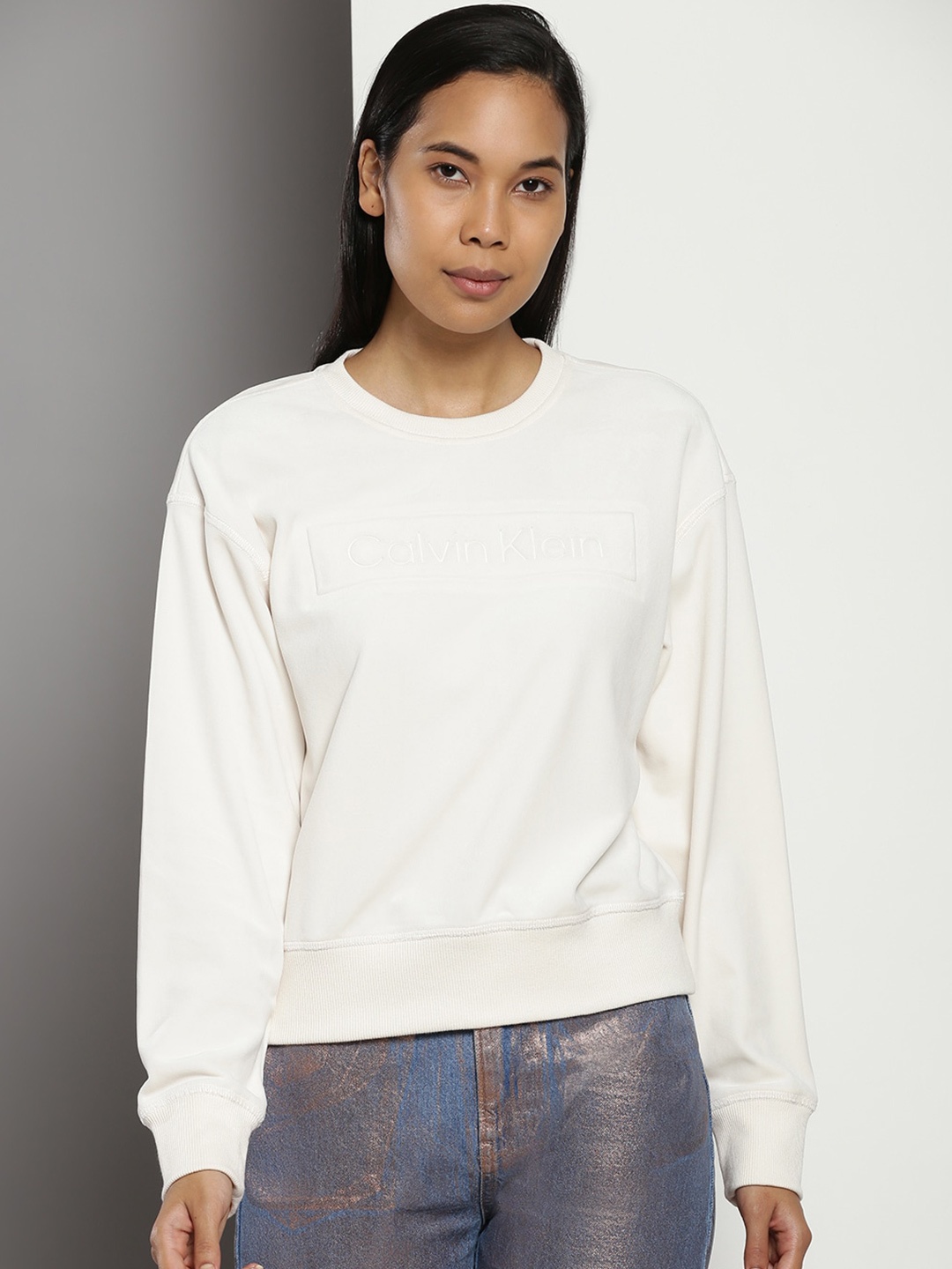 

Calvin Klein Round Neck Pullover, Cream