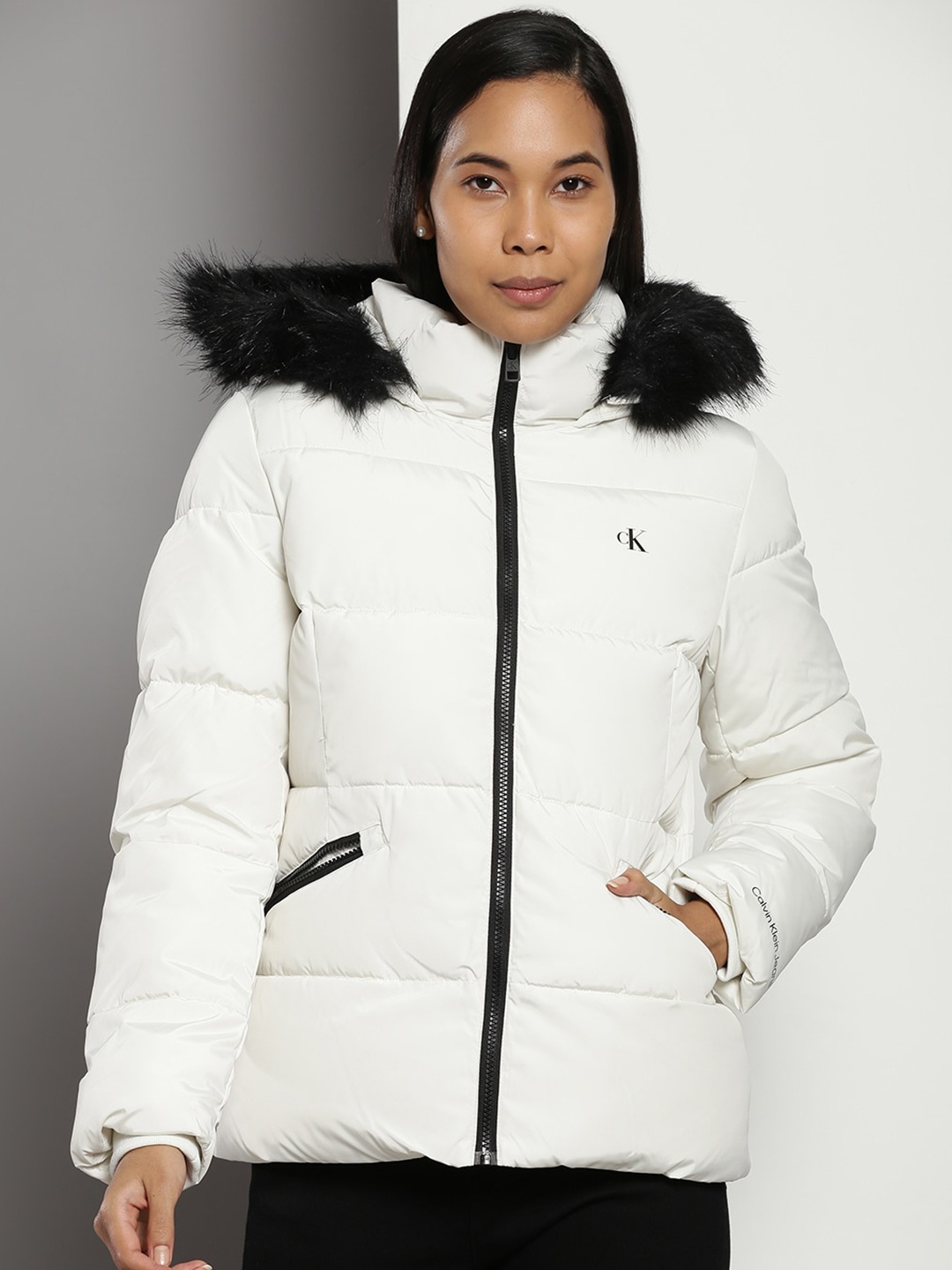 

Calvin Klein Hooded Parka Jacket, Off white