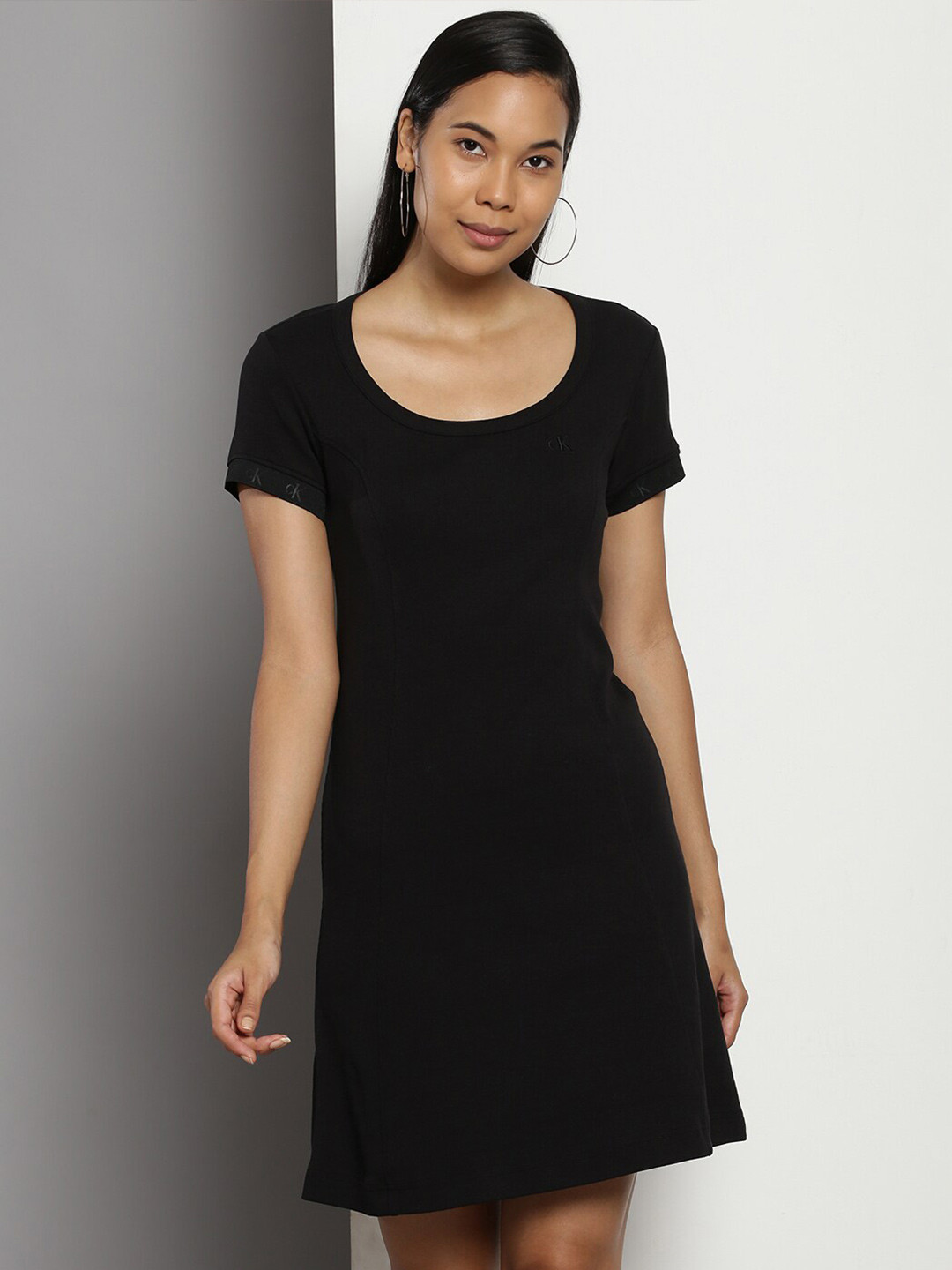 

Calvin Klein Ribbed Cotton T-shirt Dress, Black