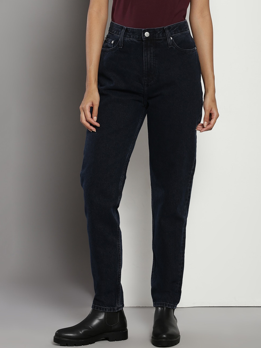 

Calvin Klein Women Mid Rise Cotton Jeans, Navy blue