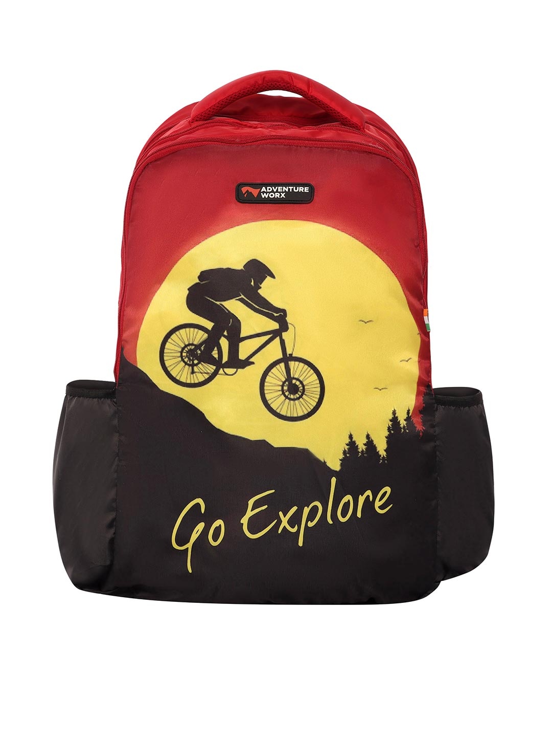 

ADVENTURE WORX Unisex Graphic Backpack with Compression Straps, Red