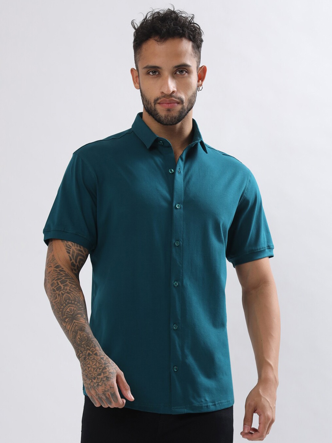 

WEARDUDS Premium Slim Fit Pure Cotton Casual Shirt, Teal