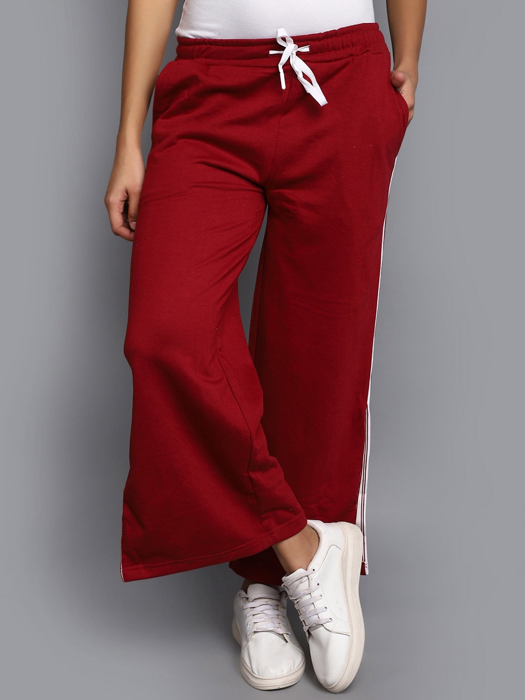 

V-Mart Women Solid Mid-Rise Track Pants, Maroon