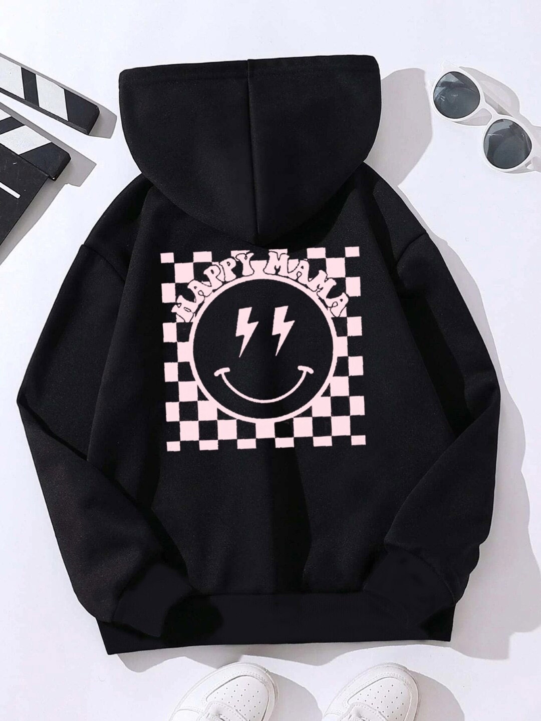 

StyleCast Girls Black Graphic Printed Hooded Sweatshirt