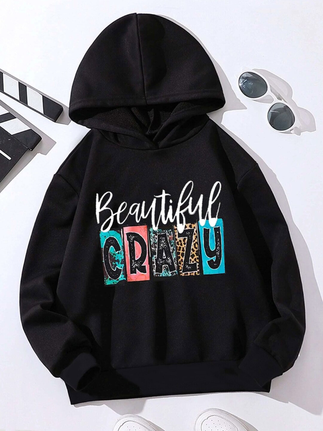 

StyleCast Girls Black Typography Printed Hooded Pullover