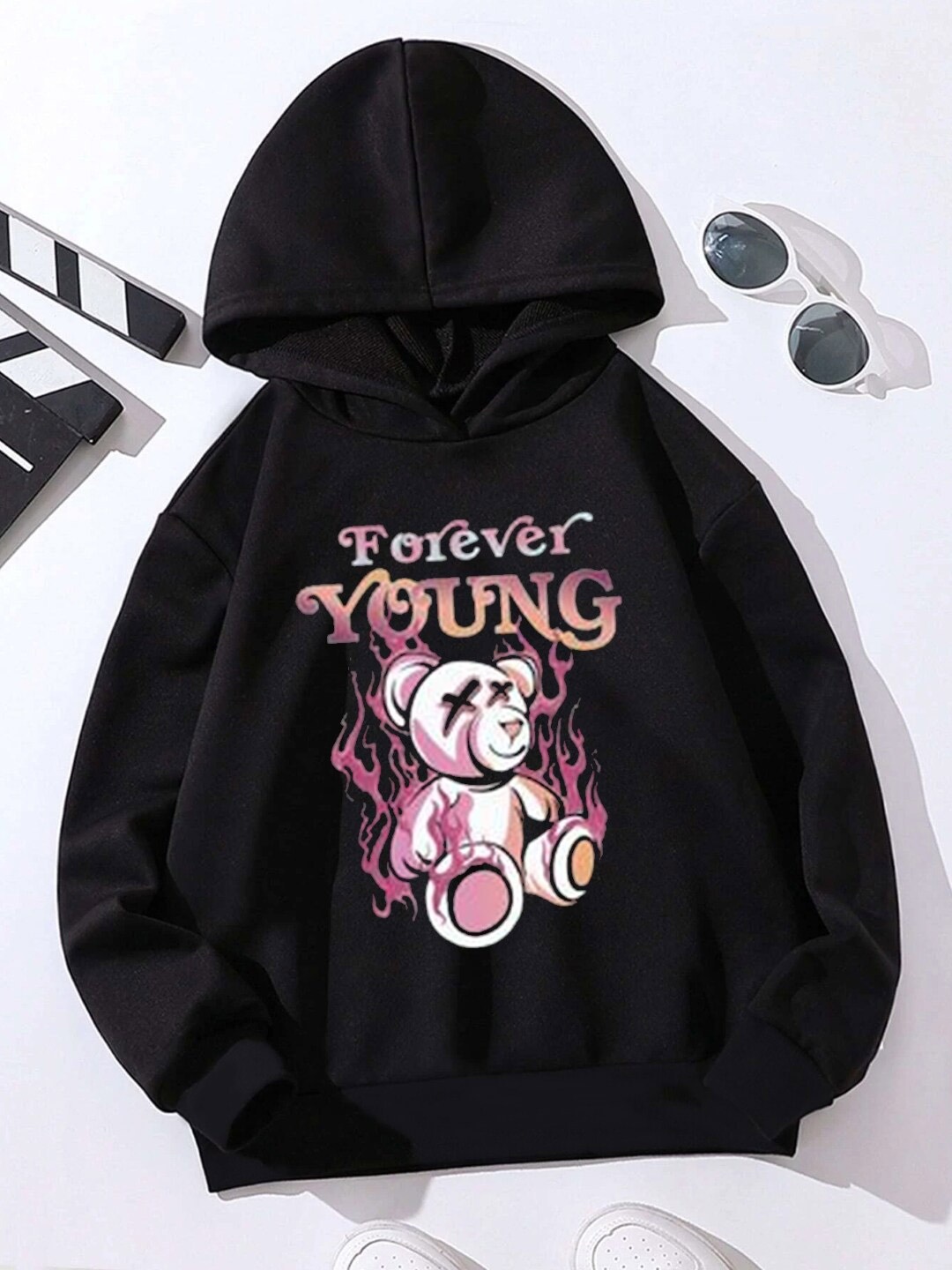 

StyleCast Black Girls Typography Printed Hooded Long Sleeves Pullover