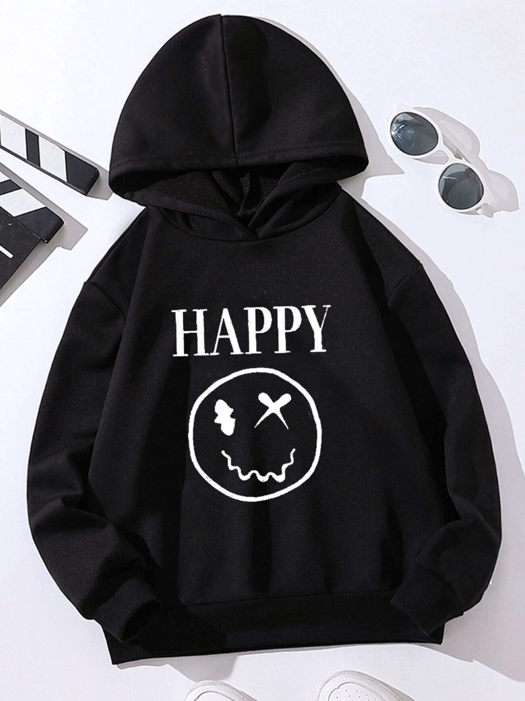 

StyleCast Girls Black Typography Printed Hooded Sweatshirt