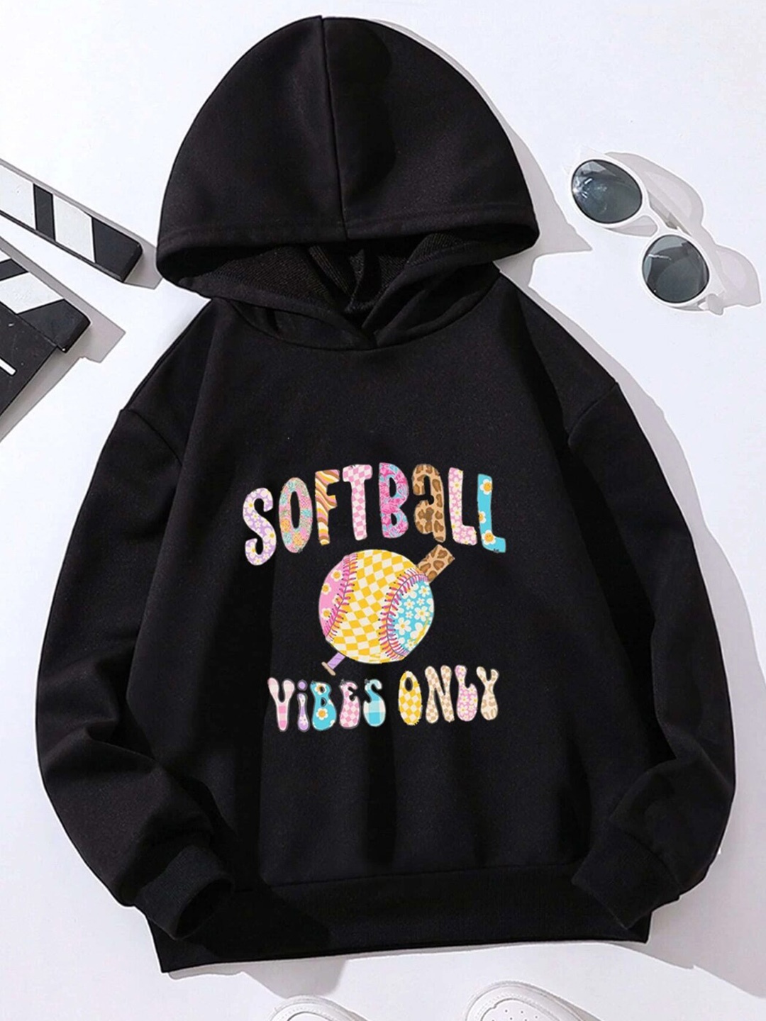 

StyleCast Girls Black Typography Printed Hooded Pullover