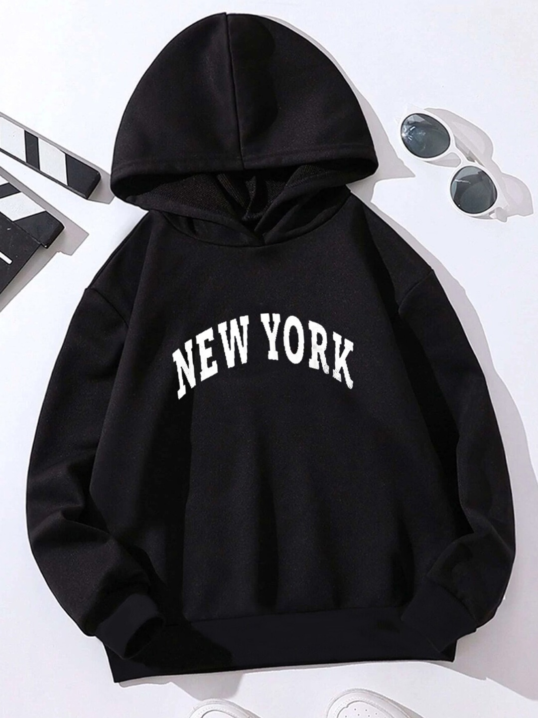 

StyleCast Girls Black & White Typography Printed Hooded Pullover